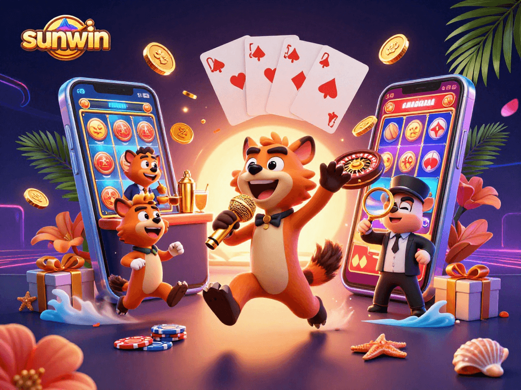 Engage in thrilling gameplay with sunwin's vibrant casino scene featuring hyena characters.