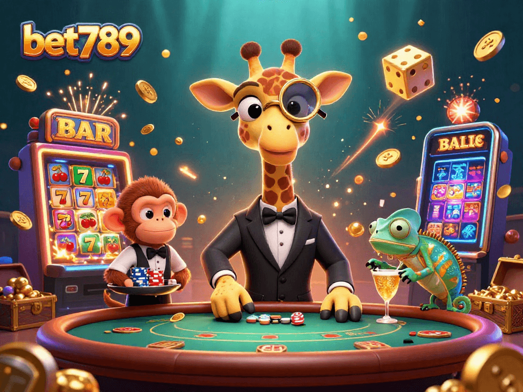 Experience exciting gameplay at bet789 with a high-roller giraffe and casino fun.