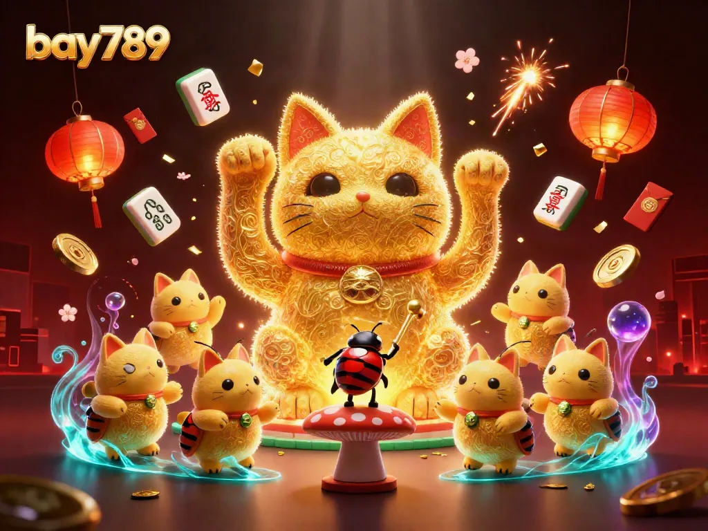 Engage with bay789's dynamic gaming world filled with casino symbols, golden fireflies, and stunning visuals.