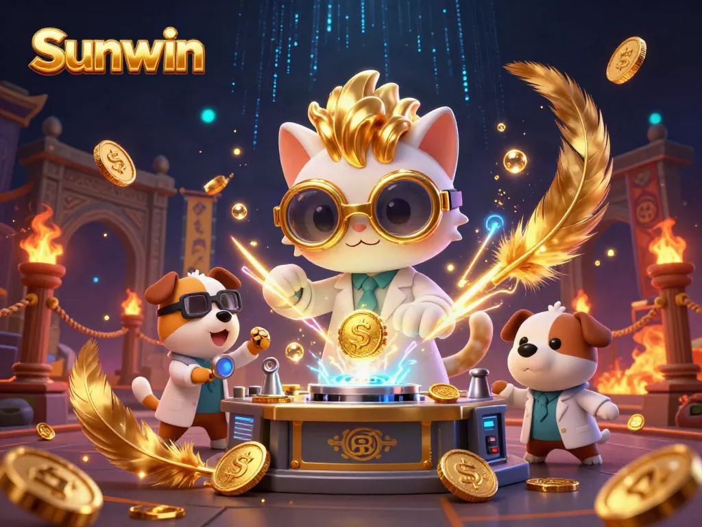 Experience thrilling moments at Sunwin with this vibrant casino-inspired illustration depicting dynamic gaming elements.