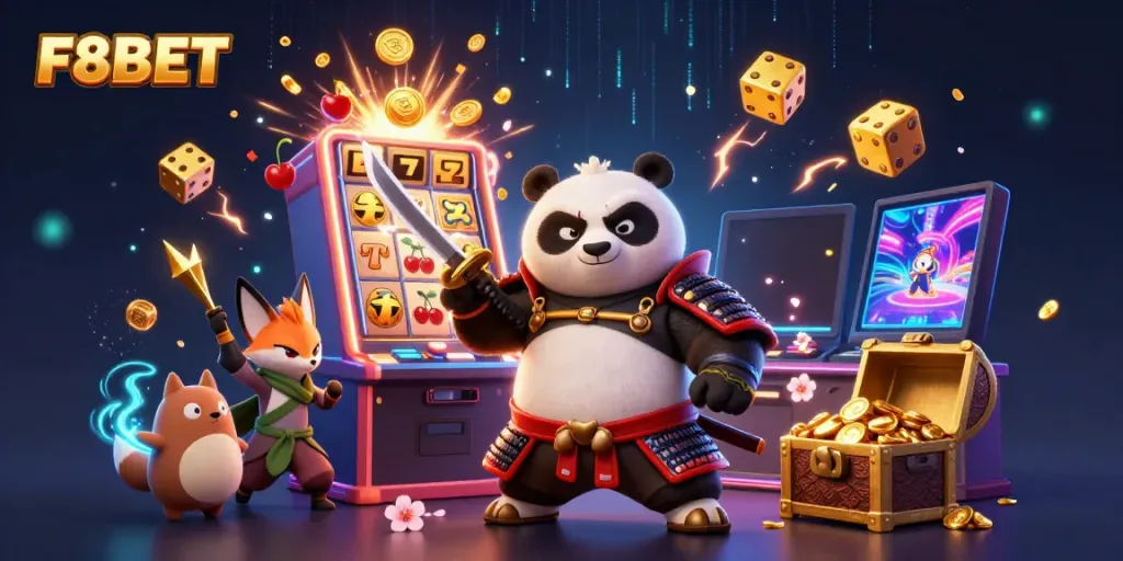 Experience the exciting F8BET casino world with vibrant characters and jackpot elements bursting into action!