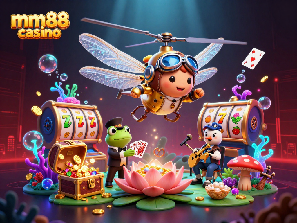 Experience the thrill of mm88 casino with vibrant, animated 3D characters and interactive game elements.
