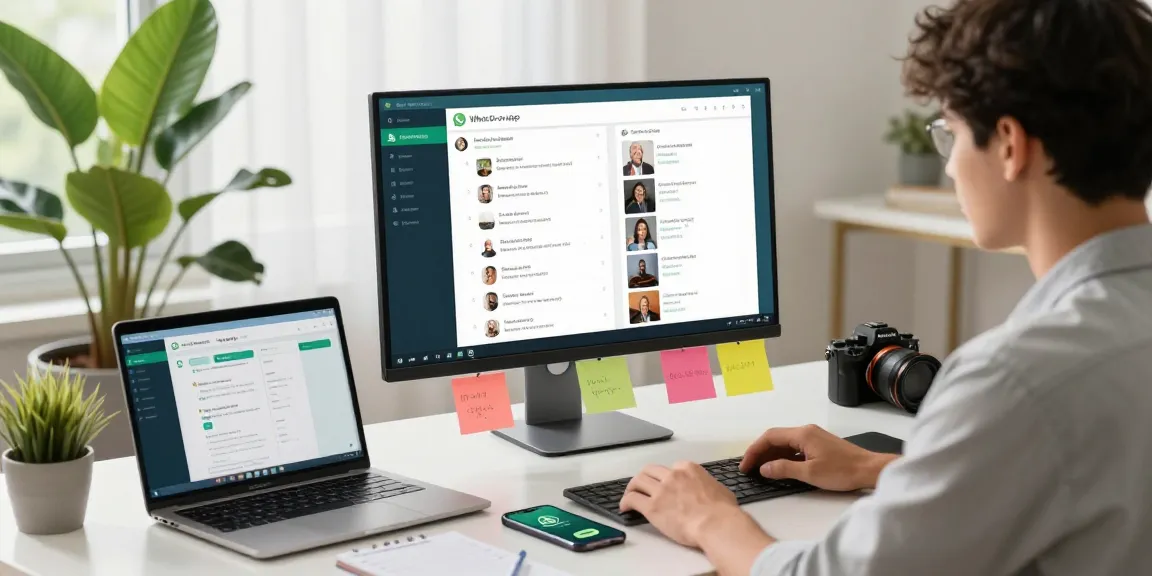 Using WhatsApp電腦版 on a sleek desktop for seamless messaging in a modern workspace.