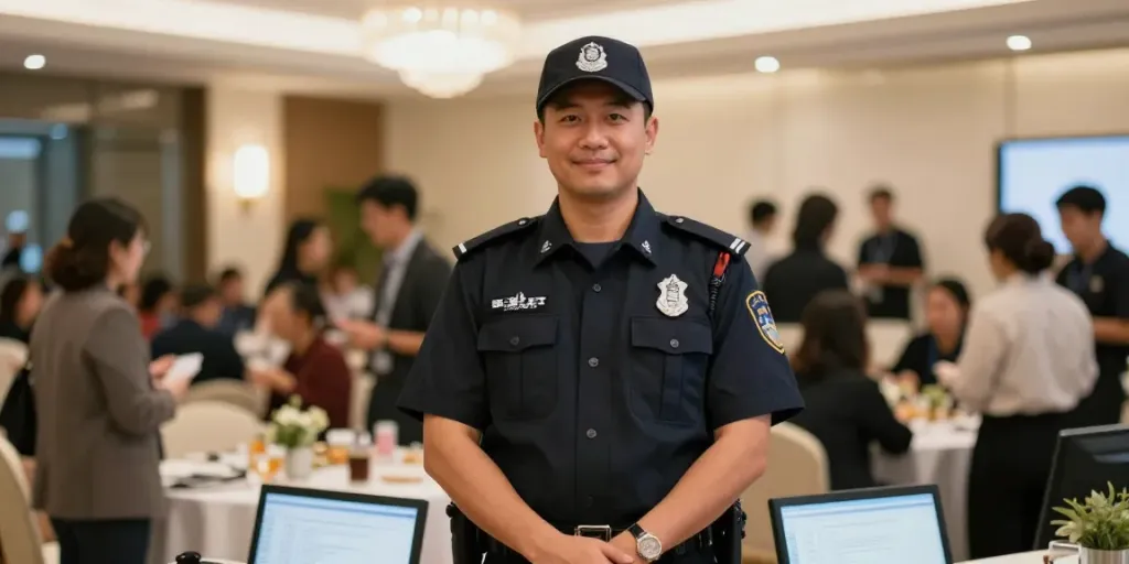 Security Guard ensuring safety at a professional event in London