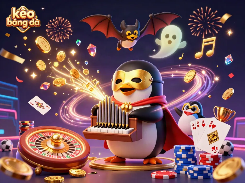 Watch the kèo bóng đá live betting action unfold with golden coins flying and dynamic casino elements.