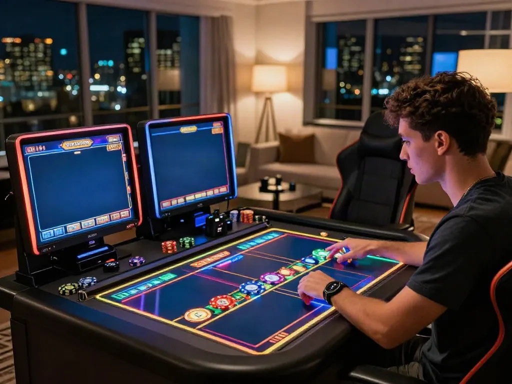 Player enjoying a slot game at new casinos not on gamstop with vibrant graphics.