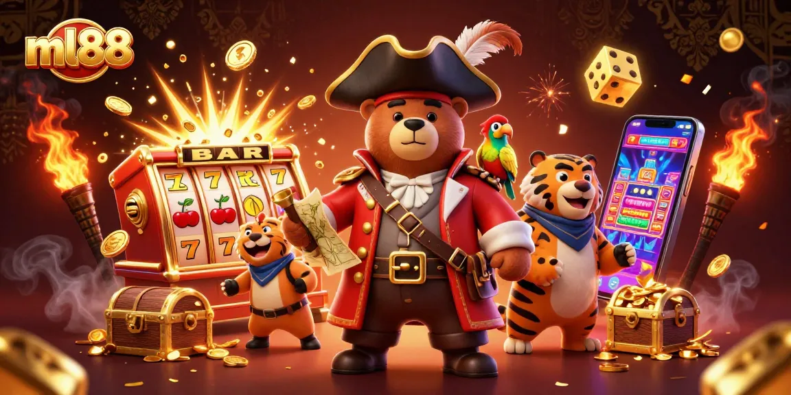 Spin the reels with ml88 as bear and tiger navigate a dazzling casino adventure!