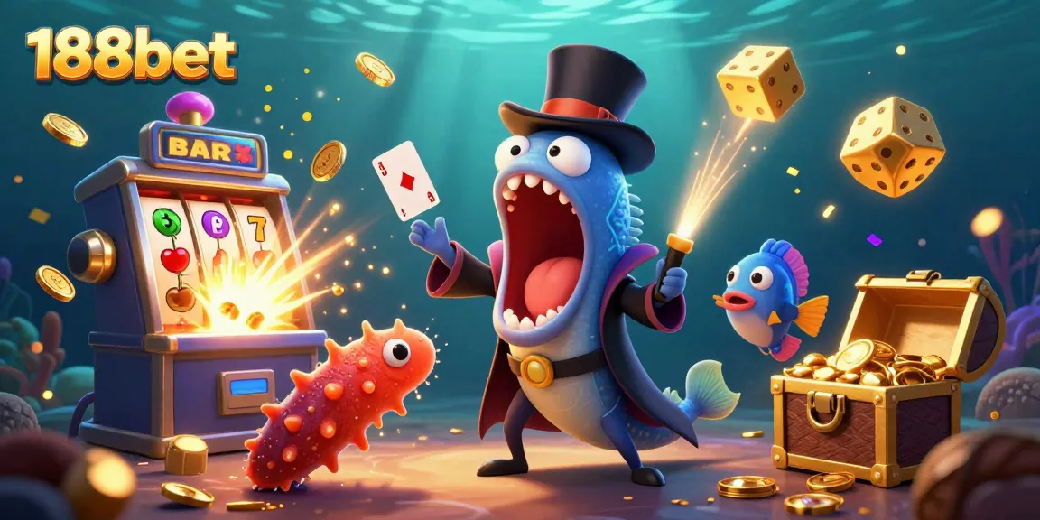 188bet showcases an exciting underwater casino scene with vibrant characters and game elements.