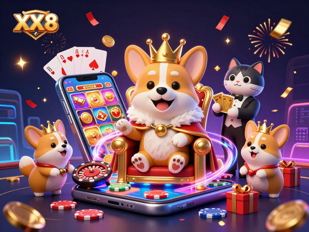 Win big with XX 8 in this vibrant 3D casino scene filled with excitement and energy.