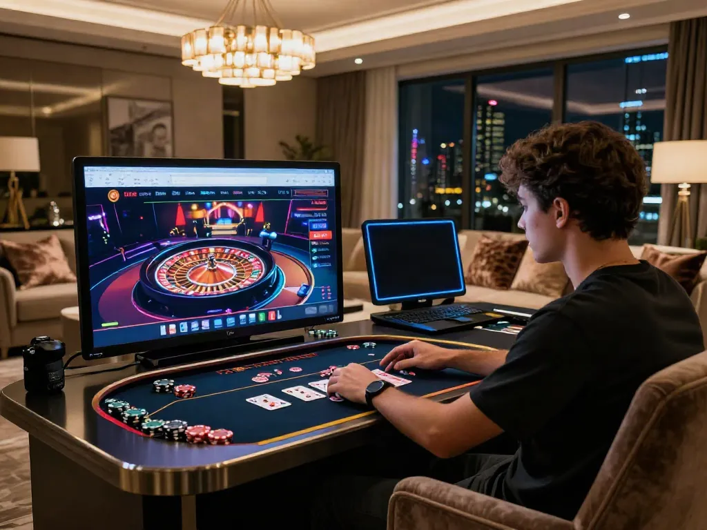 Player exploring new casinos not on GamStop in a stylish gaming setup.