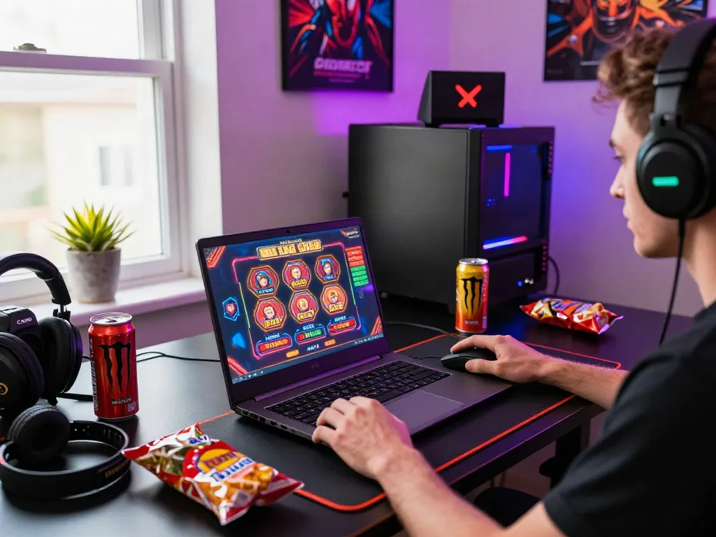 Player enjoying thrilling games at new casinos not on gamstop in a vibrant gaming setup