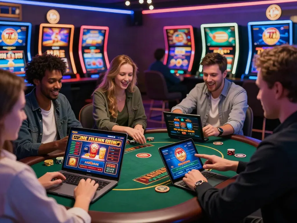 Players enjoying new casinos not on gamstop on digital platforms with vibrant graphics.
