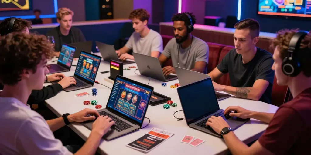 Dynamic gaming scene showcasing players interacting in new casinos not on GamStop, highlighting excitement and community.