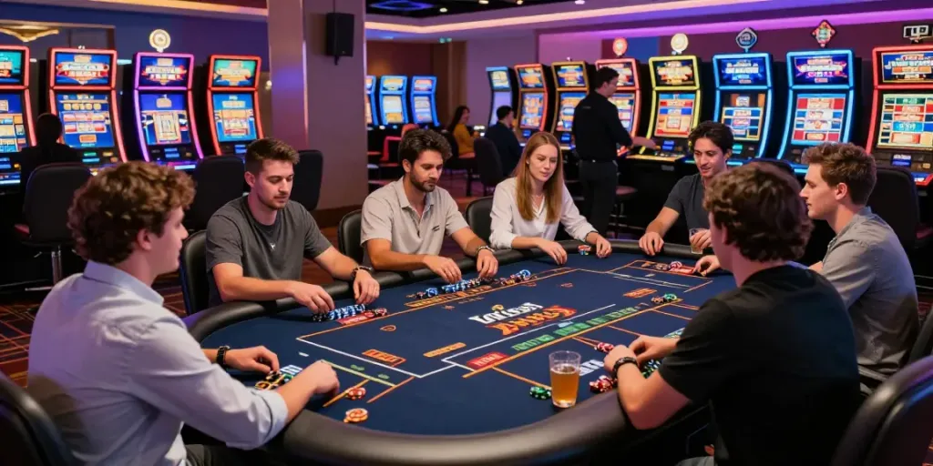 Players enjoying games at new casinos not on Gamstop in a vibrant casino atmosphere.