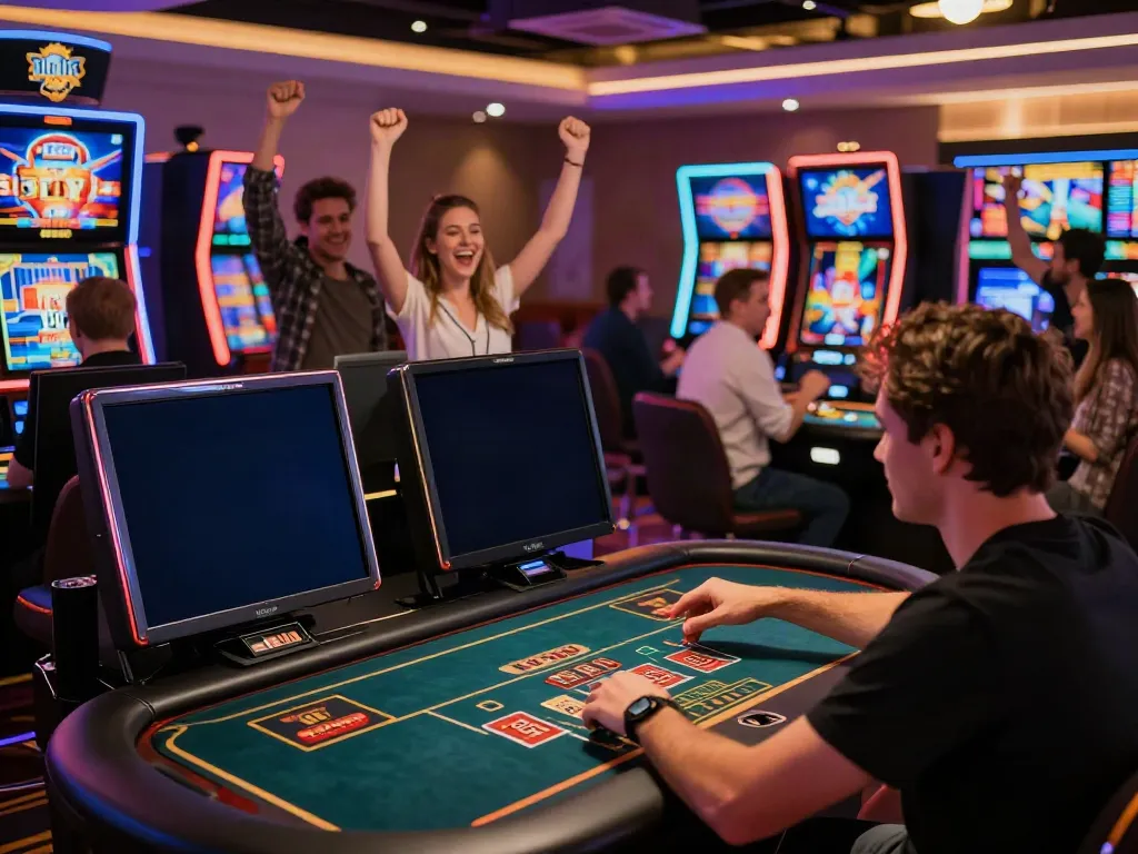 Exciting gaming experience at new casinos not on gamstop with friends enjoying vibrant gameplay.