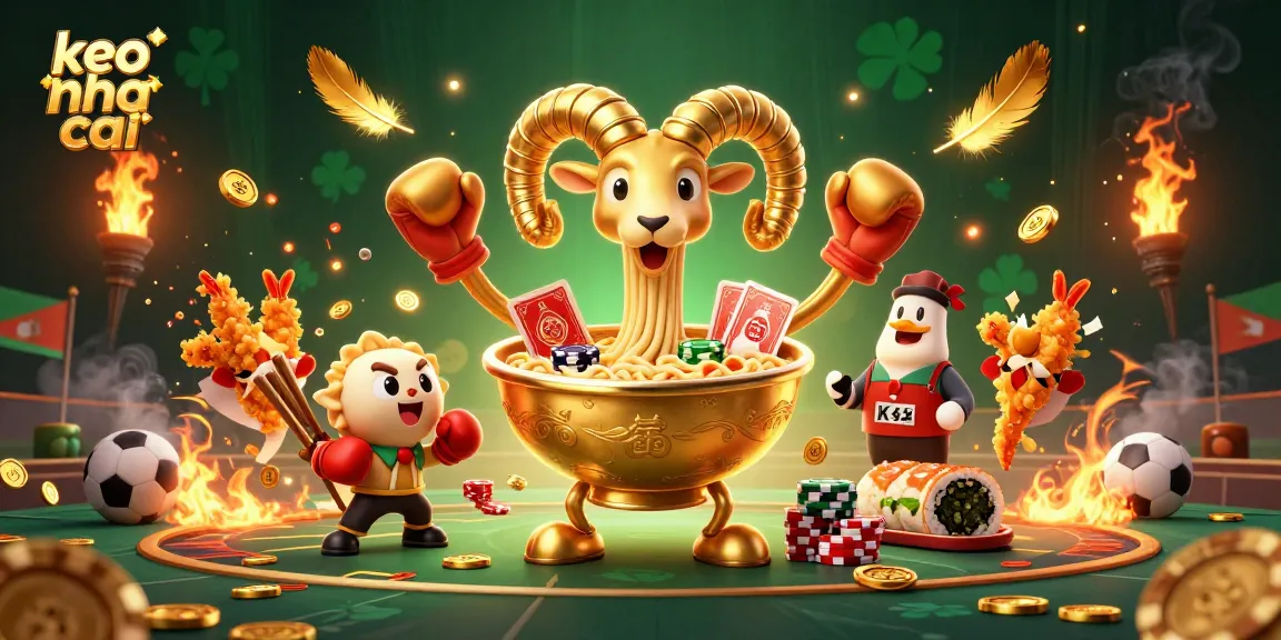 Engage in exciting gameplay with keo nha cai, featuring a vibrant scene of sports betting fun and colorful characters.