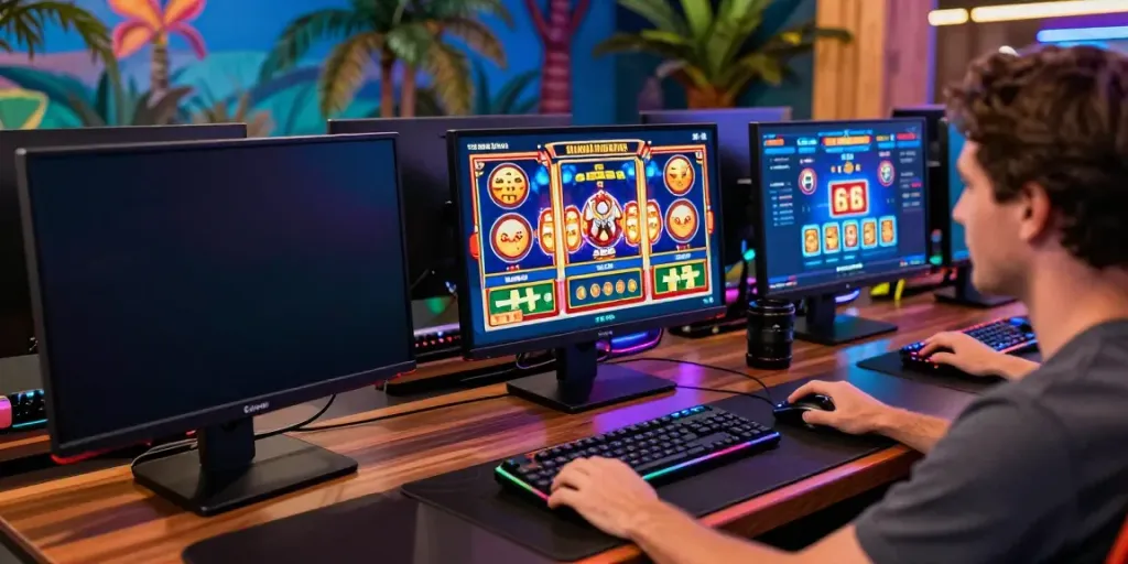 Exciting gaming scene showcasing new casinos not on gamstop with vibrant screens and accessories.