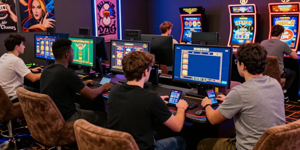 Players enjoying games at new casinos not on GamStop in a vibrant online gaming environment.