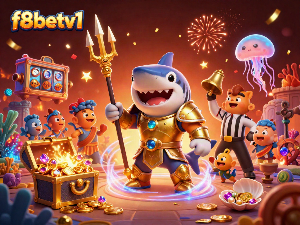Experience the excitement of f8betv1 with a thrilling underwater casino scene featuring action-packed characters.