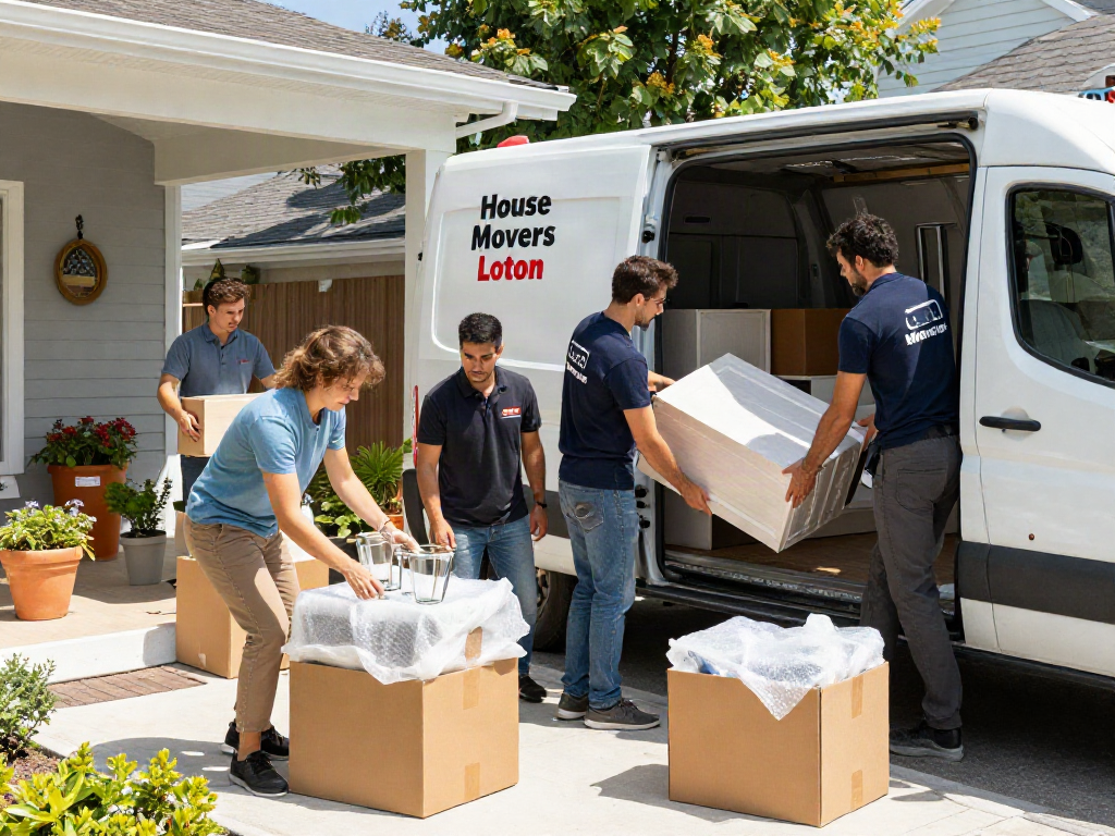 House movers Loton assisting a family with their move, showcasing teamwork and efficiency.