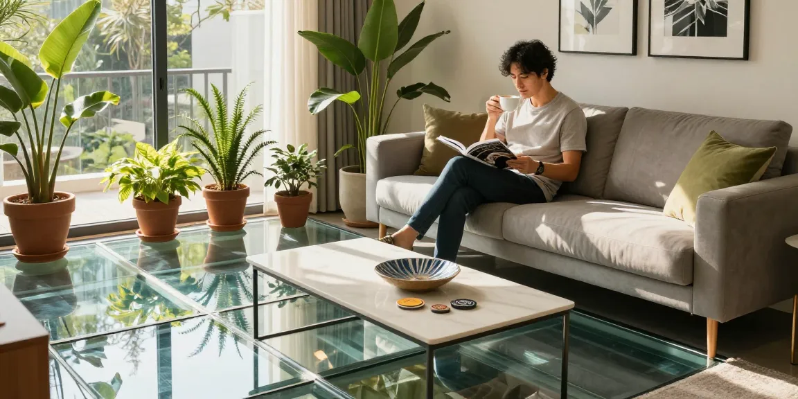 Enjoying glass floors for modern interiors in a stylish living room, highlighting natural light and contemporary decor.