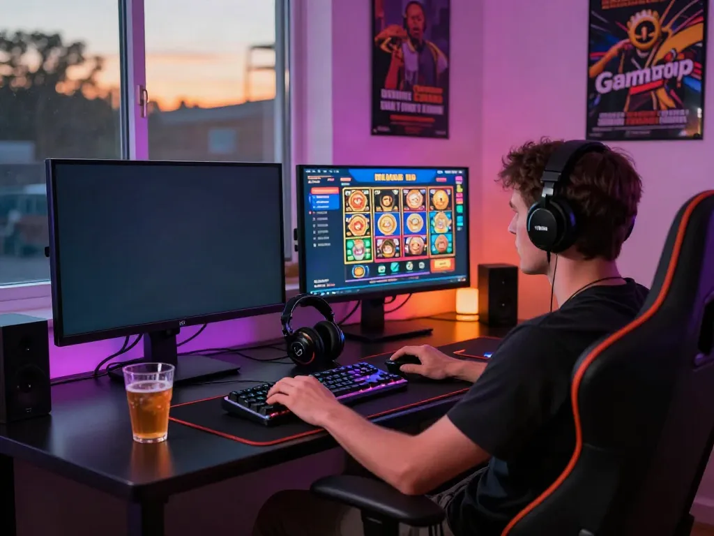 Player engaging with new casinos not on GamStop in a vibrant gaming setup.