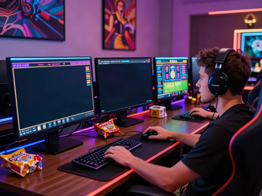 Player enjoying games at new casinos not on gamstop in a modern gaming setup.