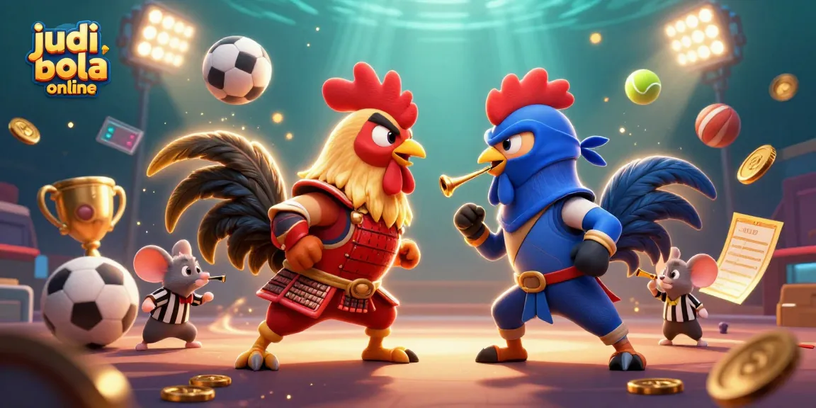 Gamble on judi bola online with vibrant characters facing off in an exciting sports setting.