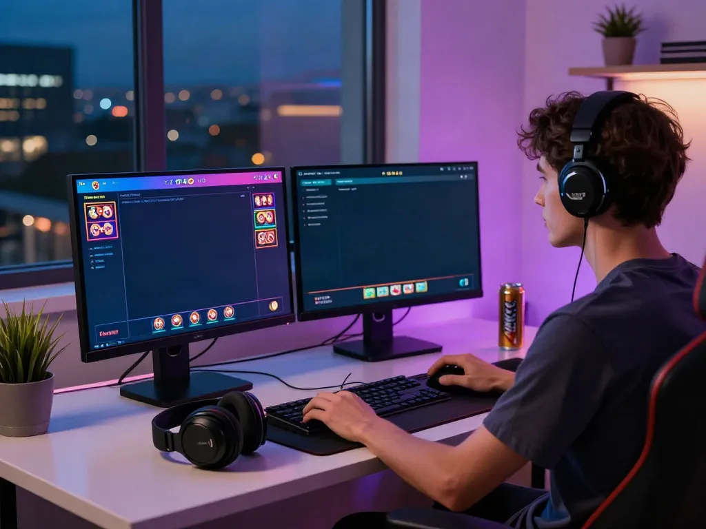 Engaging online gaming setup highlighting new casinos not on gamstop in a vibrant home office.