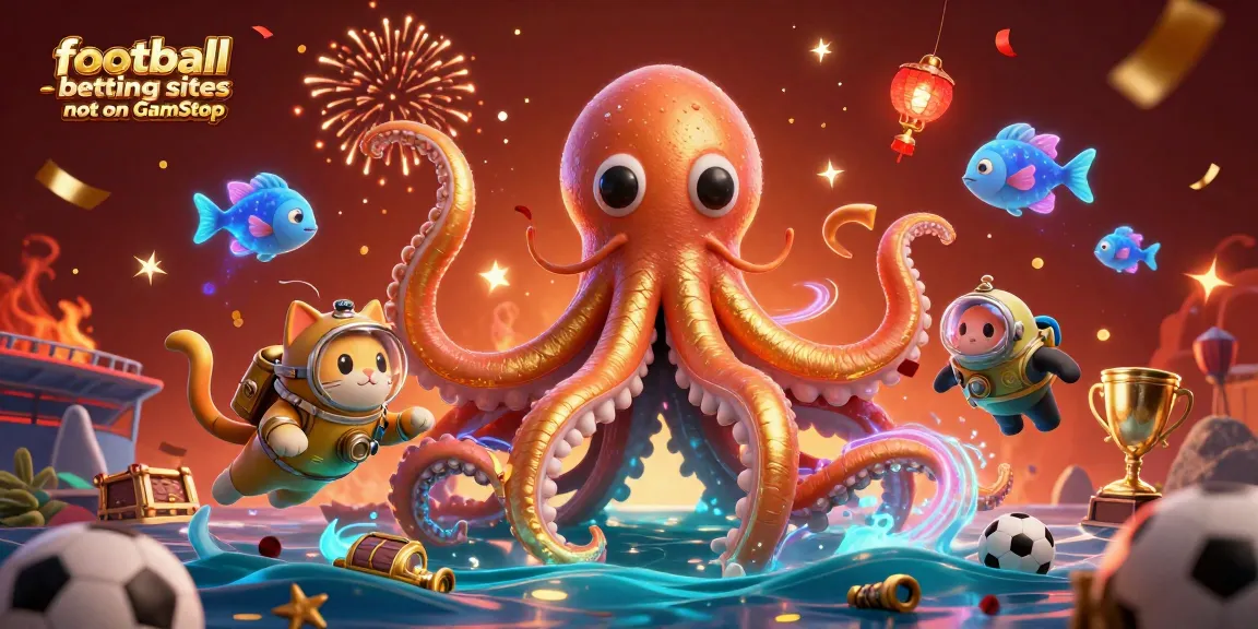 Engage with football betting sites not on GamStop while exploring a vibrant 3D scene featuring a kraken.