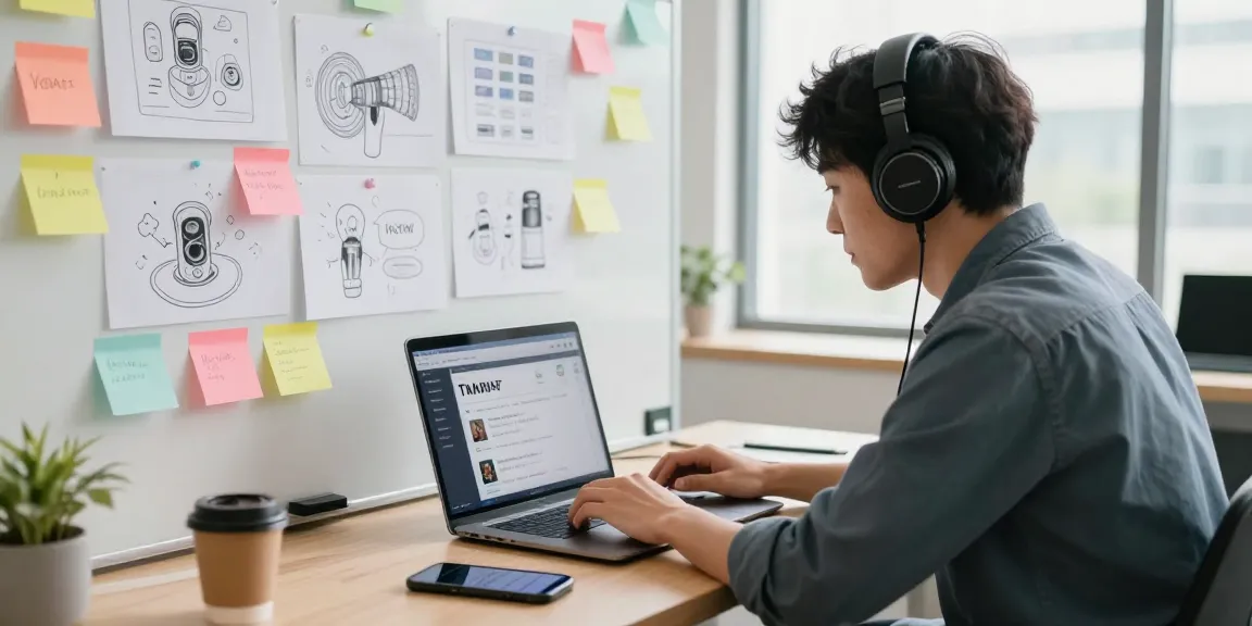 Content creator managing NSFW content in a vibrant workspace with digital tools and notes