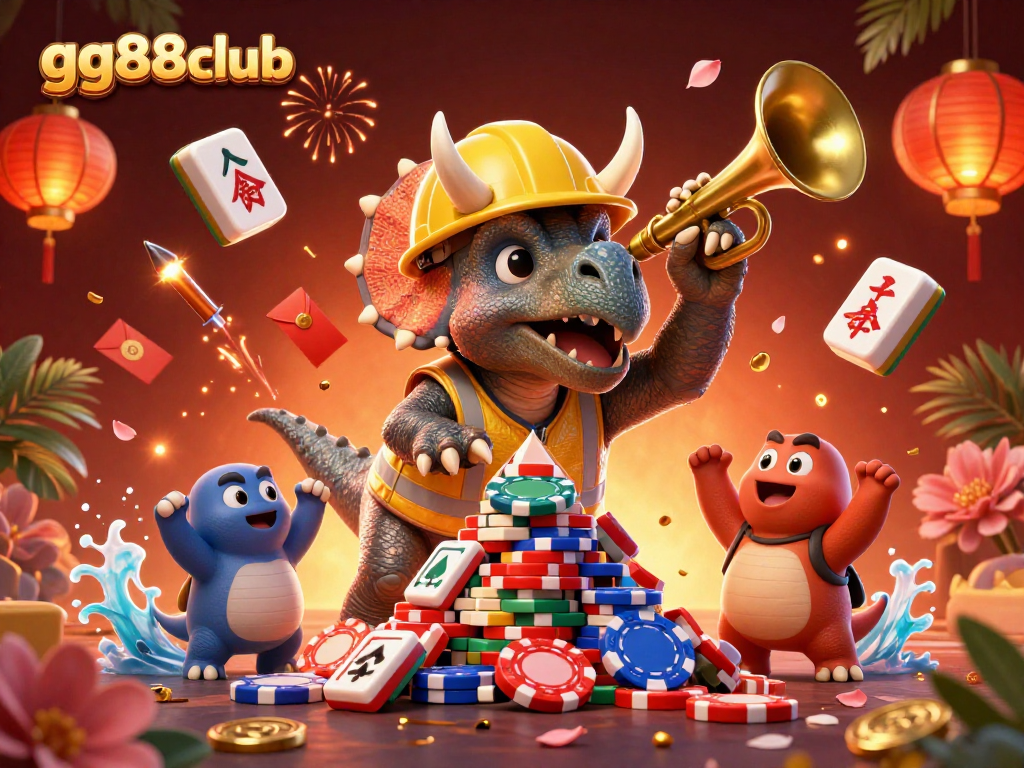 Experience thrilling gameplay at gg88club with colorful celebrations and poker chip pyramids.
