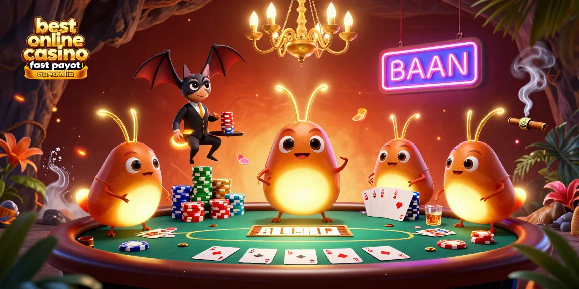 Experience the best online casino fast payout Australia with glowing glowworms lighting a vibrant cave casino scene.