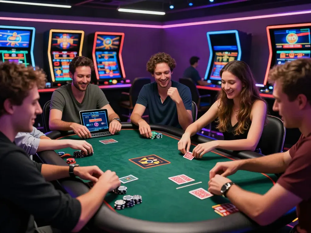 Excited players at a digital casino table enjoying new casinos not on Gamstop.