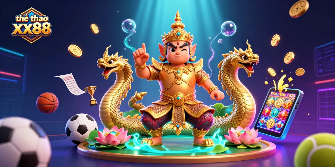 Experience sports betting excitement with thể thao xx88 in a vibrant 3D illustration of guardians and game elements.