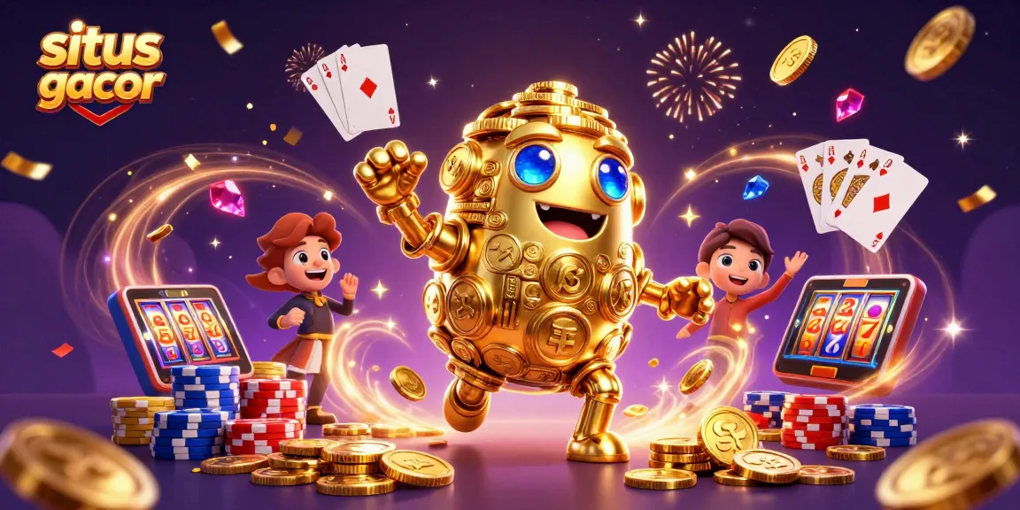 Experience the excitement of situs slot gacor with a vibrant 3D scene of winning symbols and golden coins.