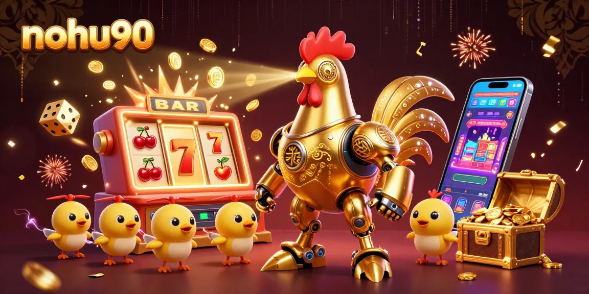 Experience the excitement of nohu90 casino with vibrant jackpots and animated characters blasting through a thrilling gaming scene.
