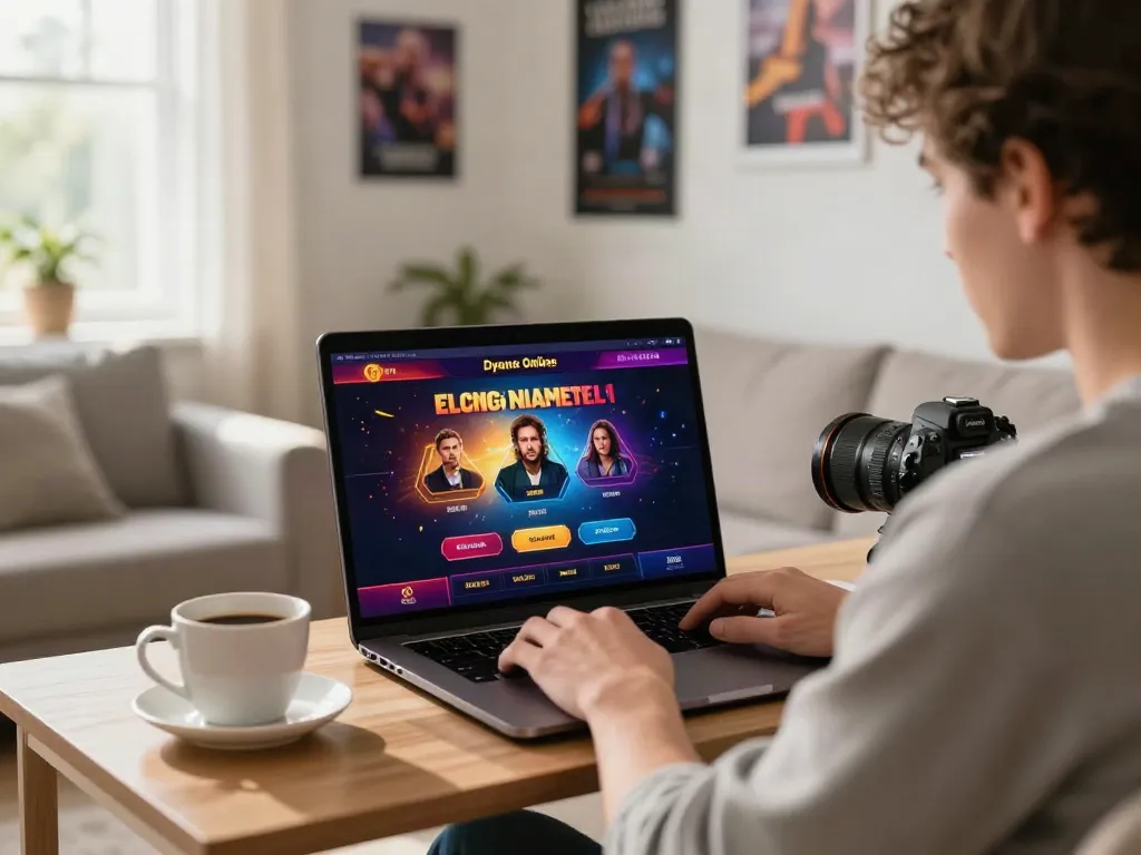 Engaging player at home enjoying new casinos not on gamstop with a laptop and coffee.