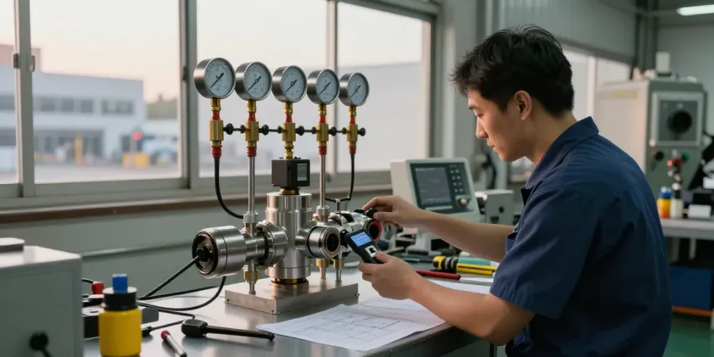 High-precision pressure switch by a leading pressure switch manufacturer in an industrial setting.