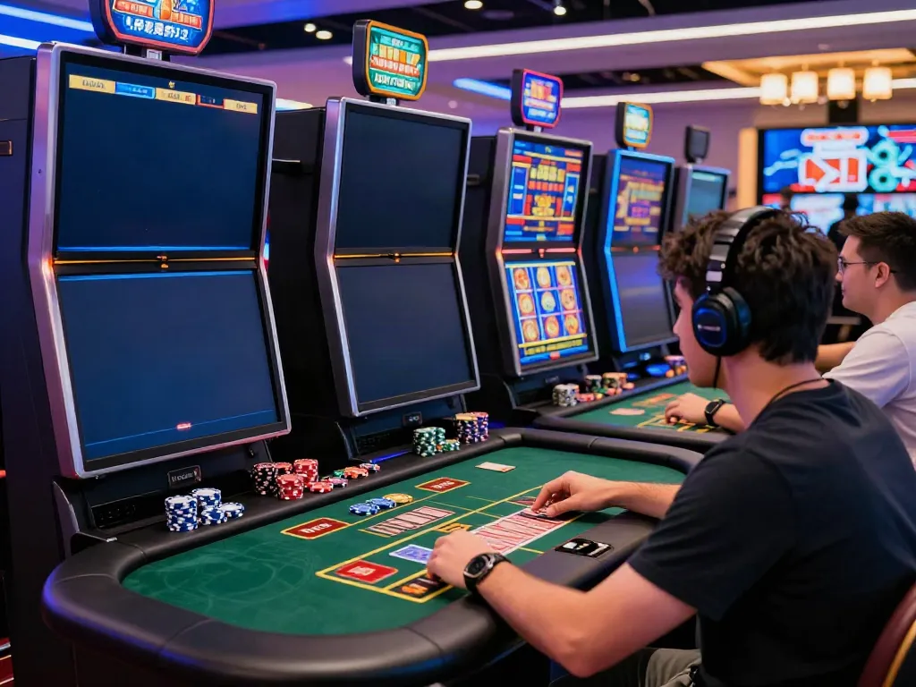 Engaging scene of players enjoying new casinos not on gamstop with vibrant games and lively atmosphere.