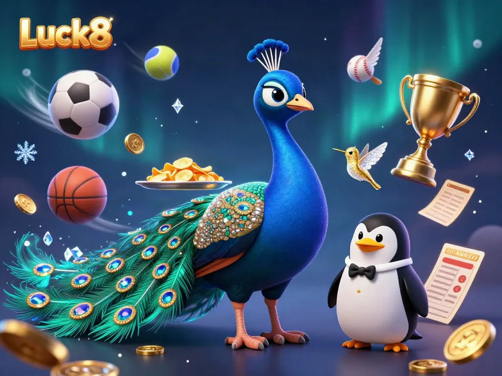 Experience the excitement of Luck8 with this vibrant 3D casino scene featuring unique characters and dynamic game elements.