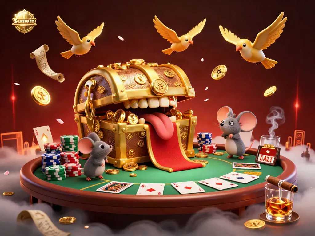 Experience the thrill of Sunwin through a vibrant, detailed casino scene with captivating game elements.