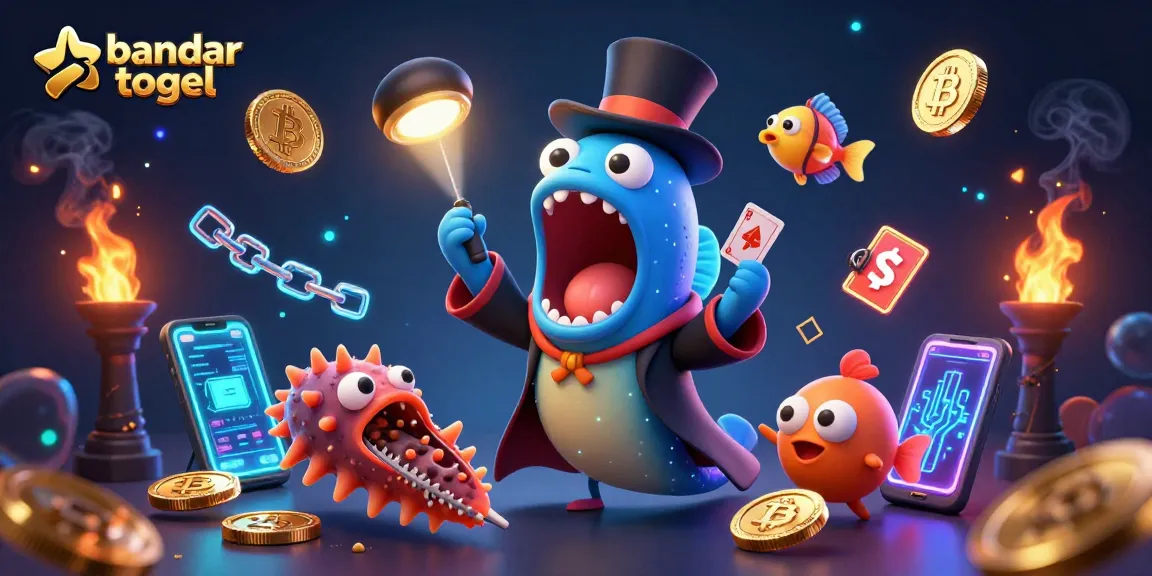 Experience thrilling bandar togel action with a captivating 3D illustration of deep-sea creatures performing magic tricks.