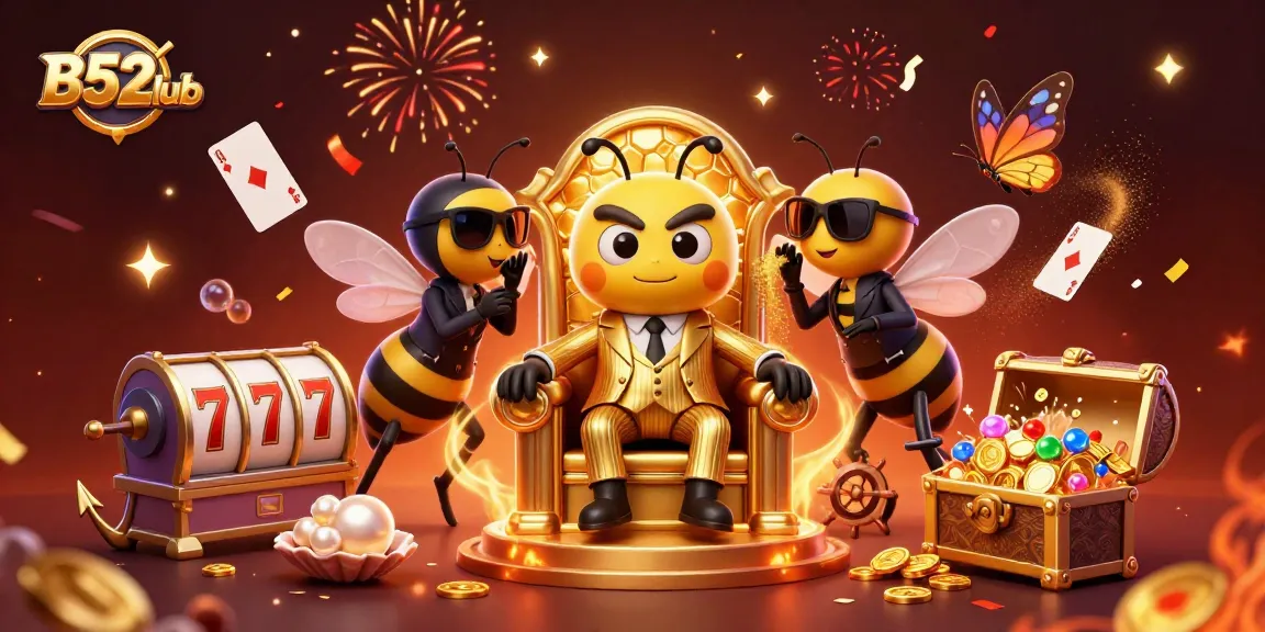B52club invites players to experience vibrant slots and gambling in a dynamic casino illustration