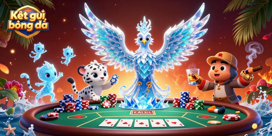 Engage with Kết quả bóng đá by witnessing an enchanting 3D scene showcasing lively characters at an exciting poker game.
