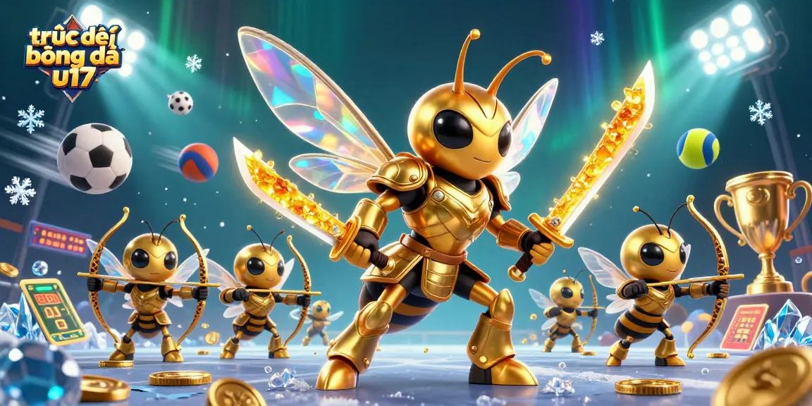 Engage with trực tiếp bóng đá u17 through a dazzling 3D illustration of samurai hornets and sports elements.