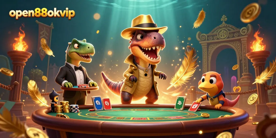 Experience excitement at open88okvip with a velociraptor card counter and thrilling casino scenes.