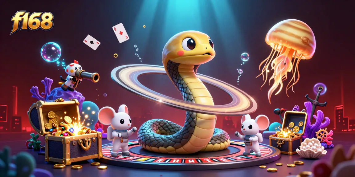 Experience f168's exciting gaming scene with astronaut mice betting on a cosmic roulette.
