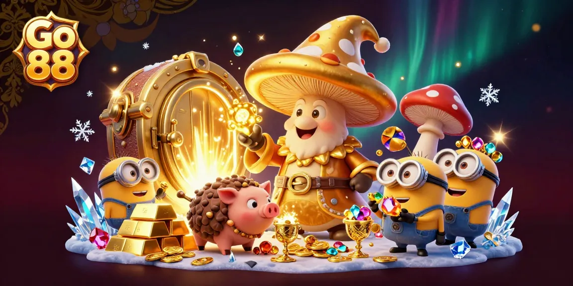 Engage in thrilling gameplay with Go 88, featuring a vibrant 3D magic scene of a wizard, treasure, and gems.
