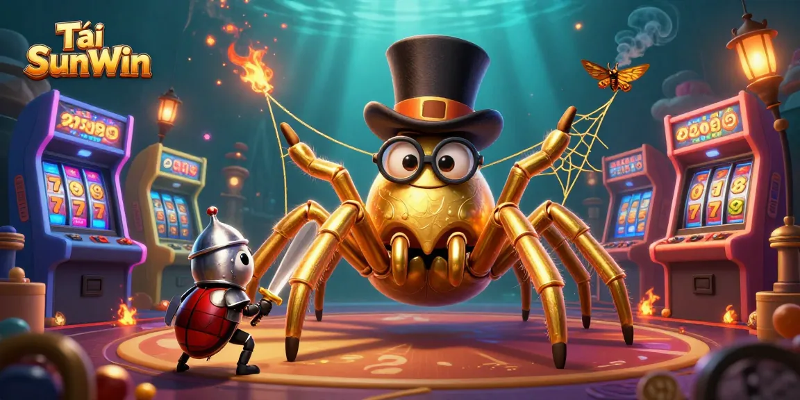 Engage with Tải SunWin and enjoy exciting slot games with a giant golden tarantula and beetle knight.